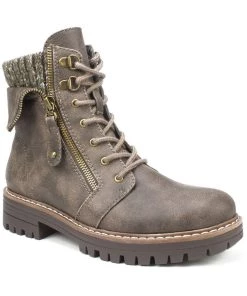 Cliffs by White Mountain Mandy Womens Lined Lugged Sole Combat & Lace-up Boots