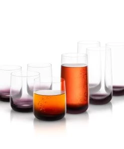 JoyJolt Black Swan Crystal Double Old Fashioned and Highball Glasses - Set of 8