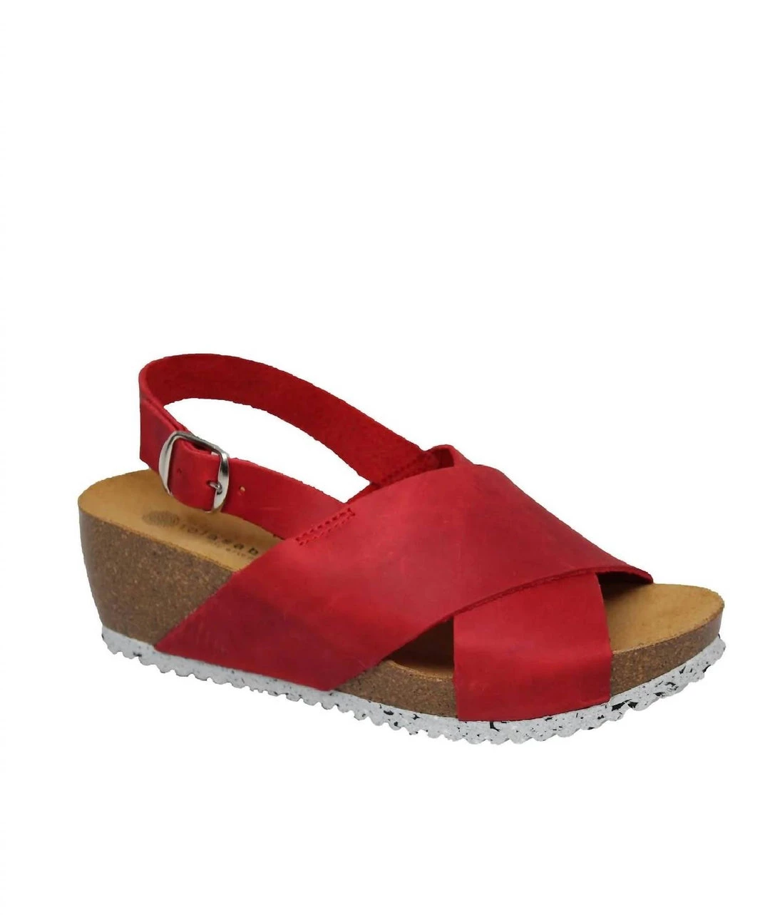 Eric Michael TARA CRISS CROSS WEDGE in Red Leather - women 3 Eric Michael TARA CRISS CROSS WEDGE in Red Leather - women
