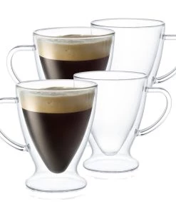 JoyJolt Declan Irish Double Wall Espresso Glasses - 5 oz - Set of 4