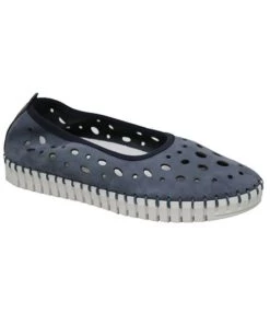 Eric Michael Holly Slip On Leather Shoe in Denim Nubuk - women