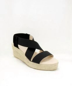 Eric Michael ROBIN ELASTIC ESPADRILLE WEDGE in Black - women