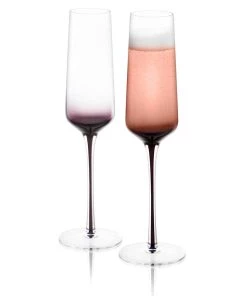 JoyJolt Black Swan Crystal Champagne Glasses - 7.3 oz - Set of 2