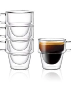 JoyJolt Stoiva Stackable Double Wall Glasses - 5 oz - Set of 8