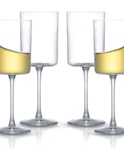 JoyJolt Claire Cyrstal Cylinder White Wine Glasses - 11.4 oz - Set of 4