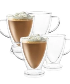 JoyJolt Declan Irish Double Wall Coffee Glasses - 15 oz - Set of 4