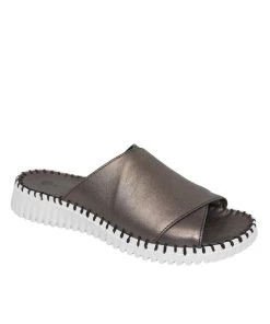 Eric Michael GLORIA COMFORT SLIDE in Pewter Leather - women