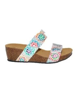 Eric Michael LIAT WEDGE SANDAL in White Multi Mosaic - women