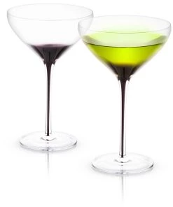 JoyJolt Black Swan Crystal Martini Glasses - 10.5 oz - Set of 2