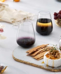 JoyJolt Black Swan Crystal Stemless White Wine Glasses - 23.1 oz - Set of 4