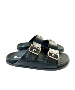 Eric Michael ADRIENNE 2 STRAP COMFORT SANDAL in Black Leather - women
