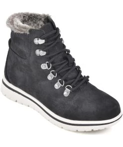 Cliffs by White Mountain Hallett Womens Faux Fur Trim Lace Up Ankle Boots