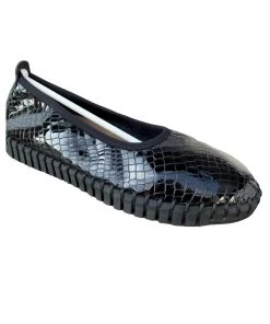 Eric Michael Raven Ballet Flat in Black Croco - women