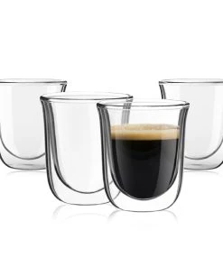 JoyJolt Javaah Double Wall Insulated Glasses - 2 oz - Set of 4