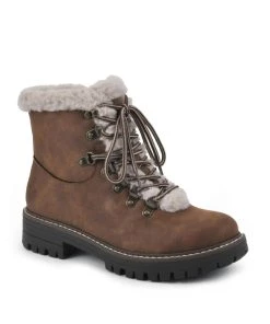 Cliffs by White Mountain Major Way Womens Faux Fur Zipper Combat & Lace-up Boots