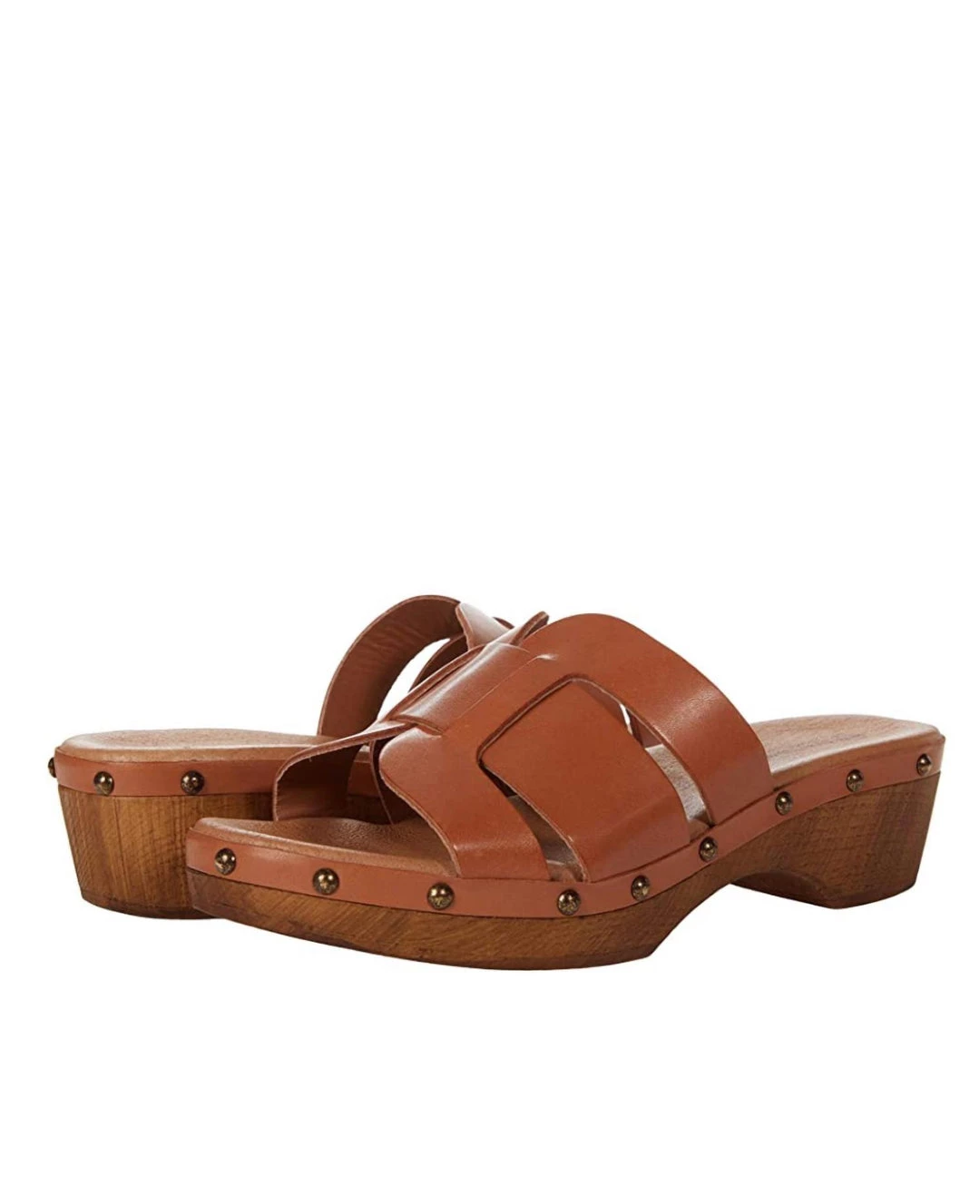 Eric Michael NASH OPEN TOE WOODEN CLOG in Tan Leather - women 3 Eric Michael NASH OPEN TOE WOODEN CLOG in Tan Leather - women