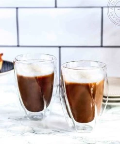 JoyJolt Lacey Double Wall Double Old Fashion Whiskey Glasses - 10 oz - Set of 4